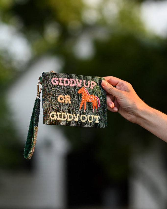 Giddy Up or Giddy Out Medium Beaded Pouch