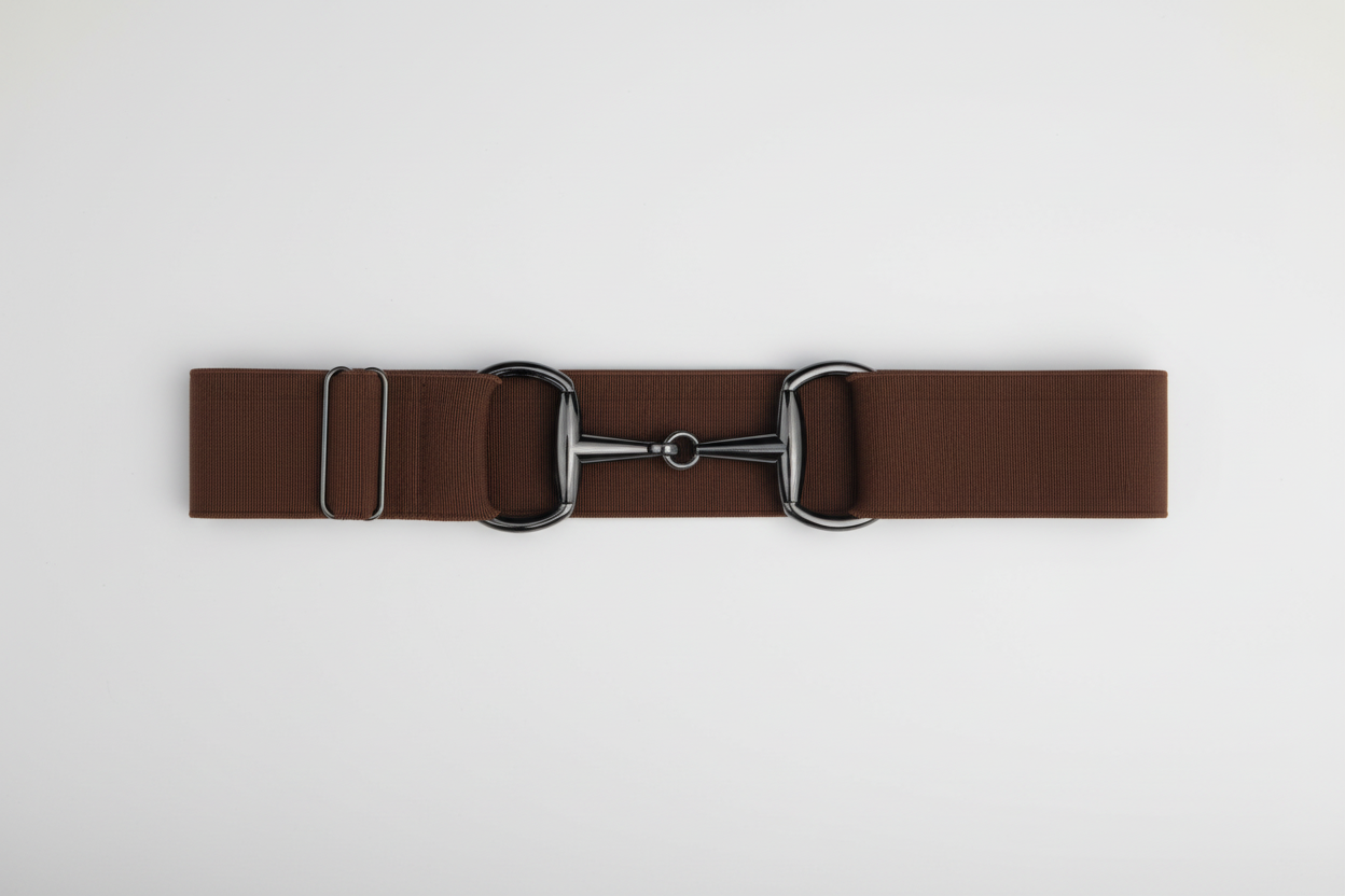 Brown Comfort Fit Belt Gunmetal Snaffle | Divine Equestrian Affordable Elastic Riding Belts