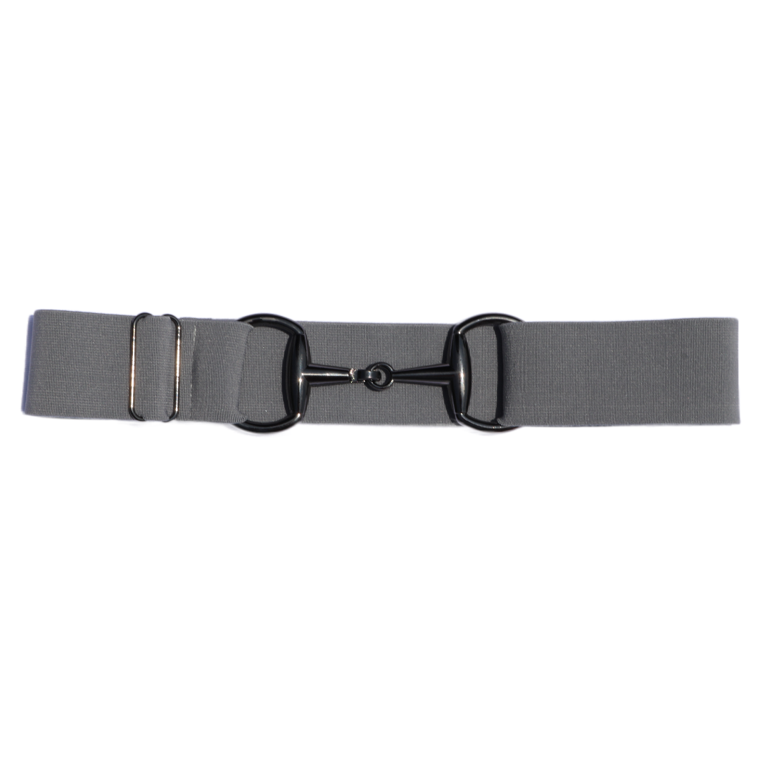 Gray Comfort Fit Belt Black Snaffle | Divine Equestrian Affordable Elastic Riding Belts