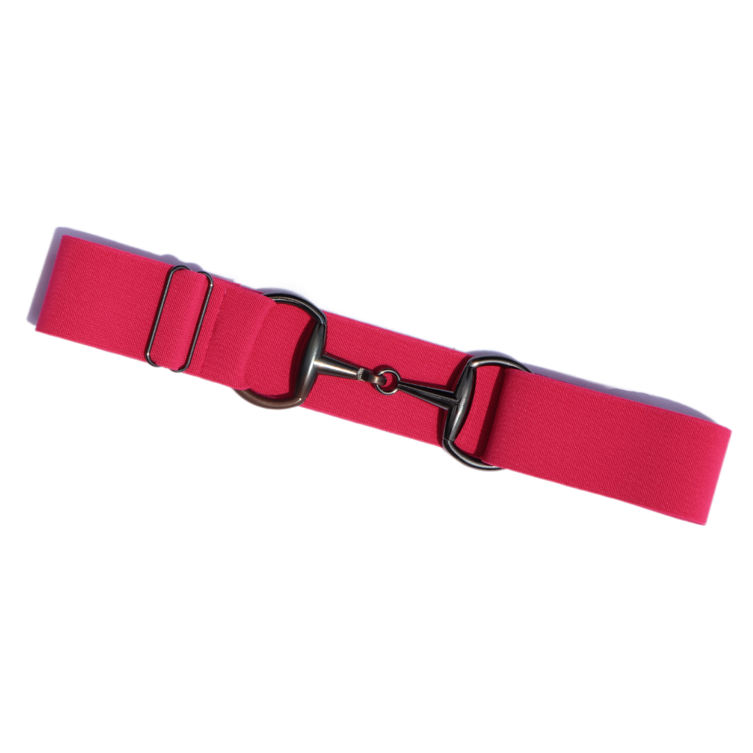 Pretty Pink Comfort Fit Belt Black Snaffle | Divine Equestrian Affordable Elastic Riding Belts