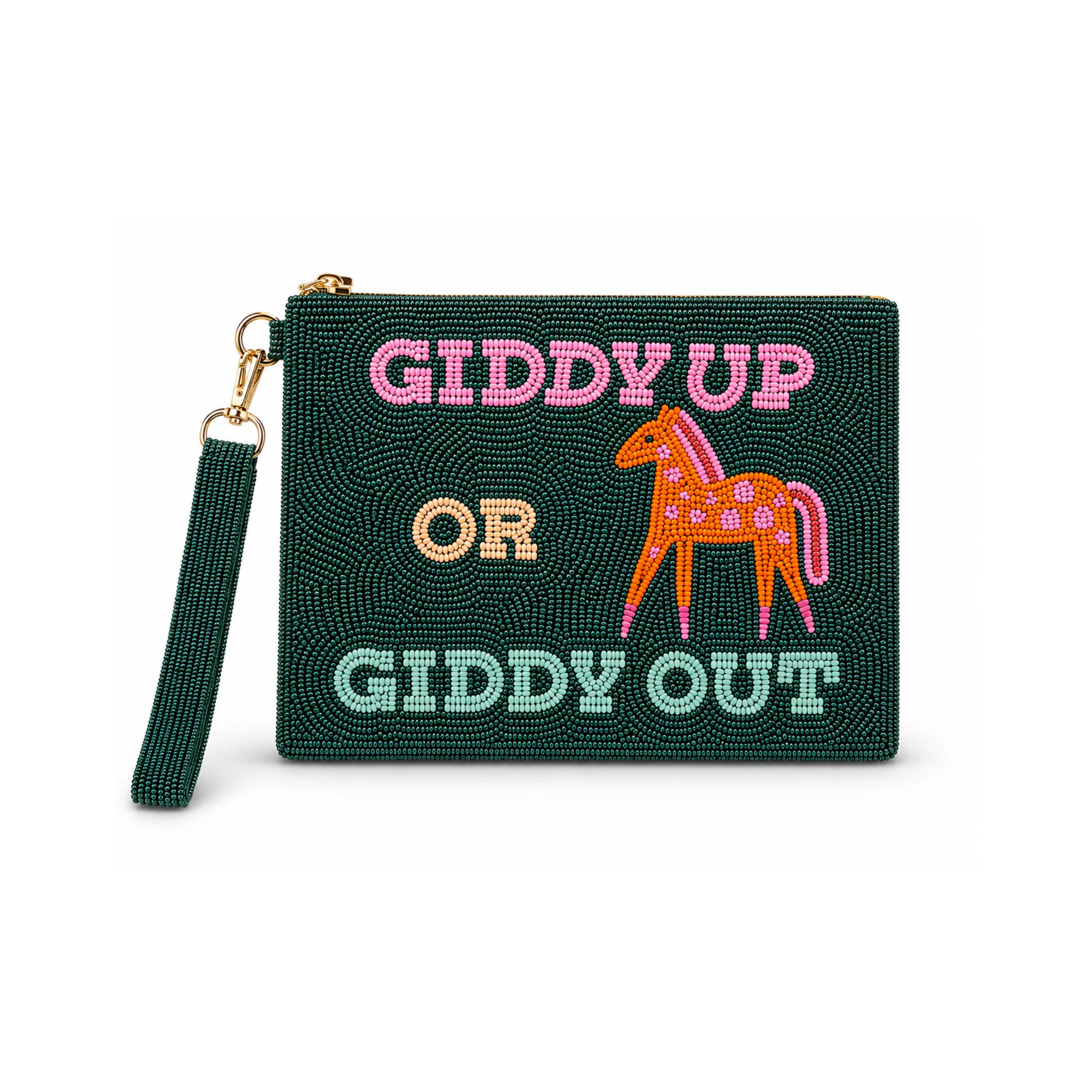Giddy Up or Giddy Out Medium Beaded Pouch