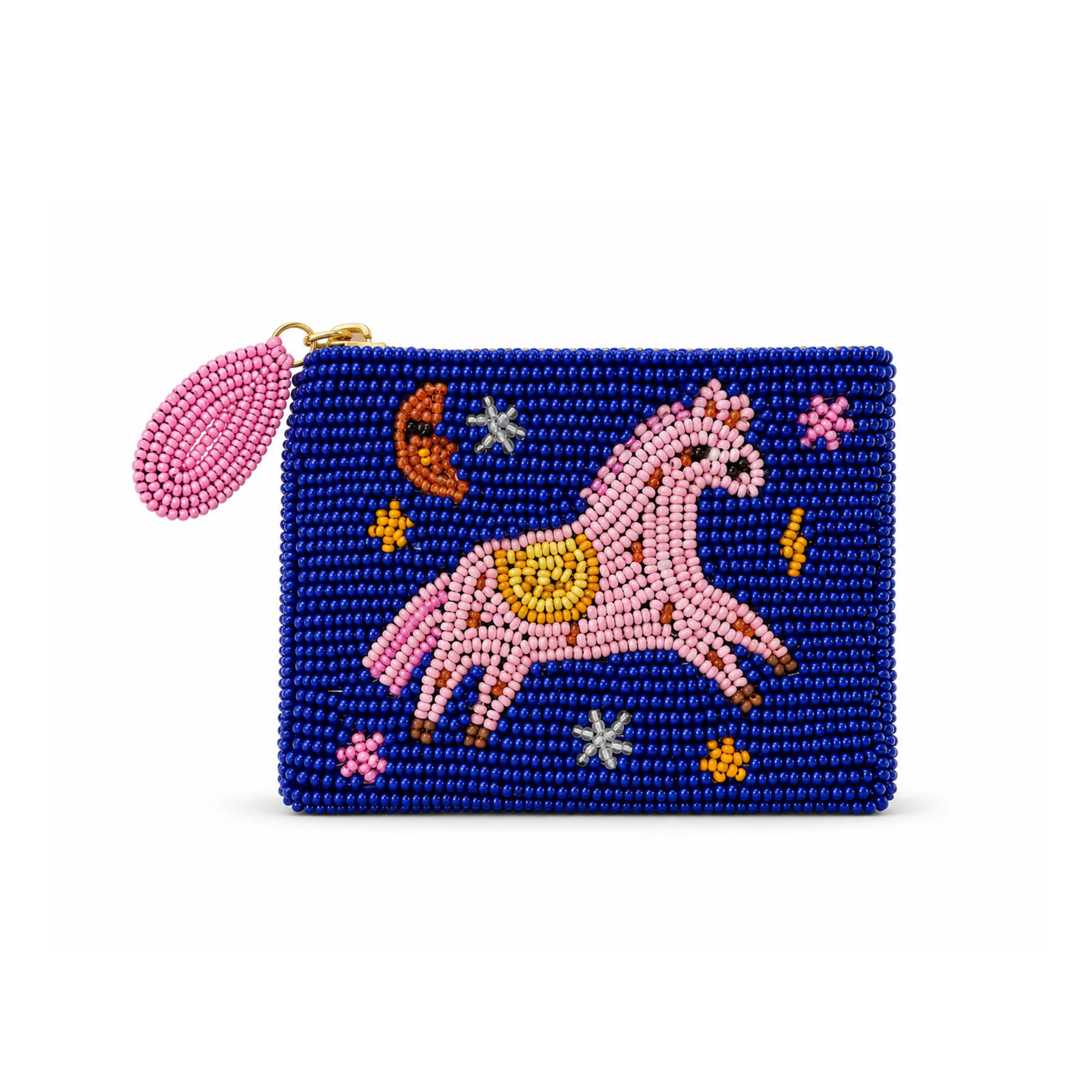 Pink Pony Small Beaded Pouch