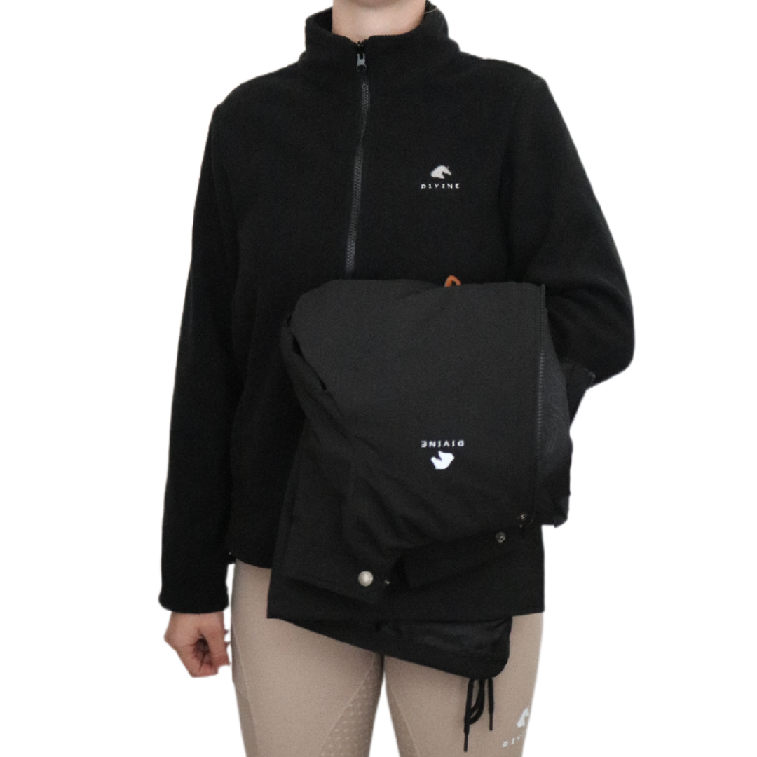 Divine Equestrian 2 in 1 Total Comfort Jacket - Black unzipped